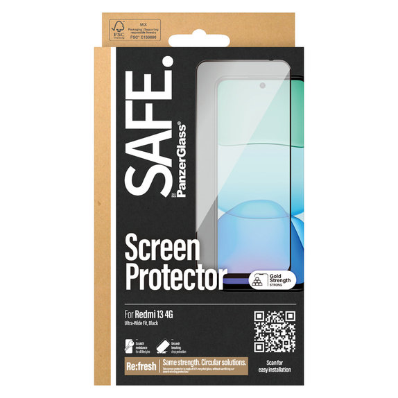 Sticlă securizată UWF pentru Xiaomi Redmi 13 4G, Čierne, SAFE by PanzerGlass