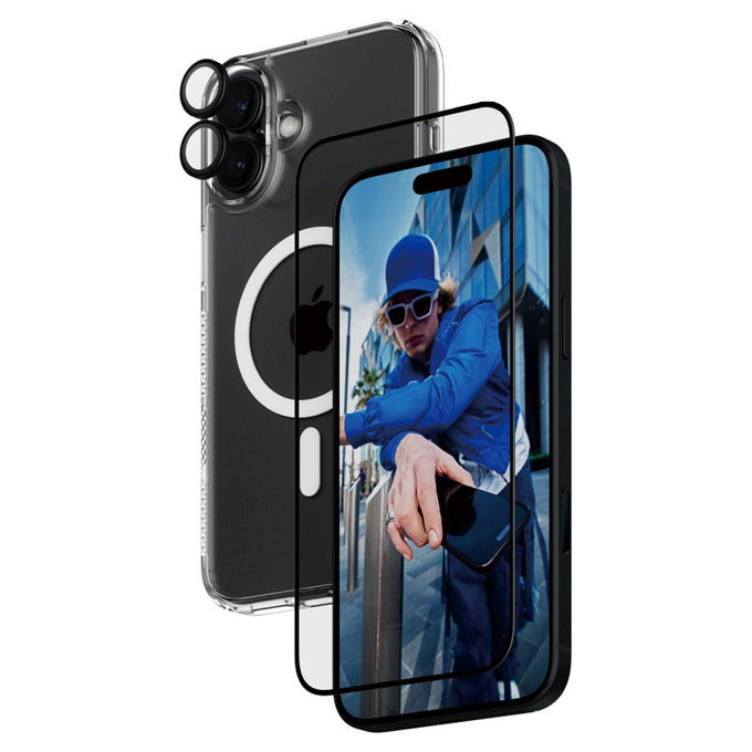 Bundle Hoops + Sticlă securizată UWF + Hard Case pentru iPhone 16 Plus, PanzerGlass