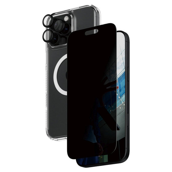 Bundle Hoops + Sticlă securizată UWF Privacy + Hard Case pentru iPhone 16 Pro Max, PanzerGlass