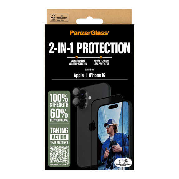 Bundle Hoops + sticlă securizată UWF pentru iPhone 16, PanzerGlass