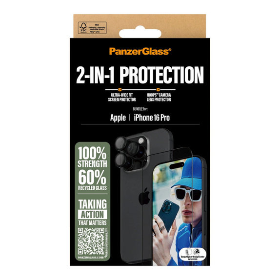 Bundle Hoops + sticlă securizată UWF pentru iPhone 16 Pro, PanzerGlass