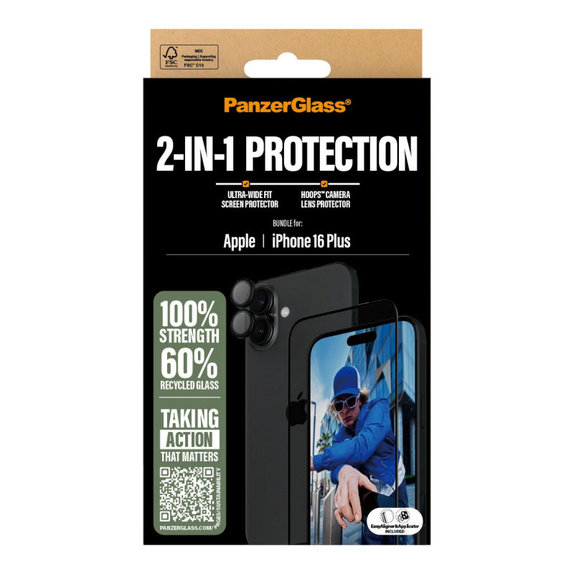 Bundle Hoops + sticlă securizată UWF pentru iPhone 16 Plus, PanzerGlass