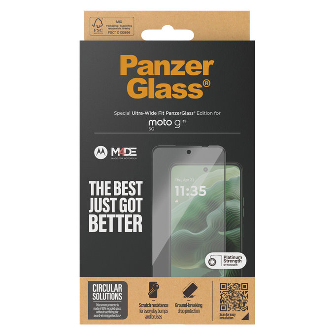 Sticlă securizată UWF pentru Motorola Moto G35 5G, Negru, PanzerGlass