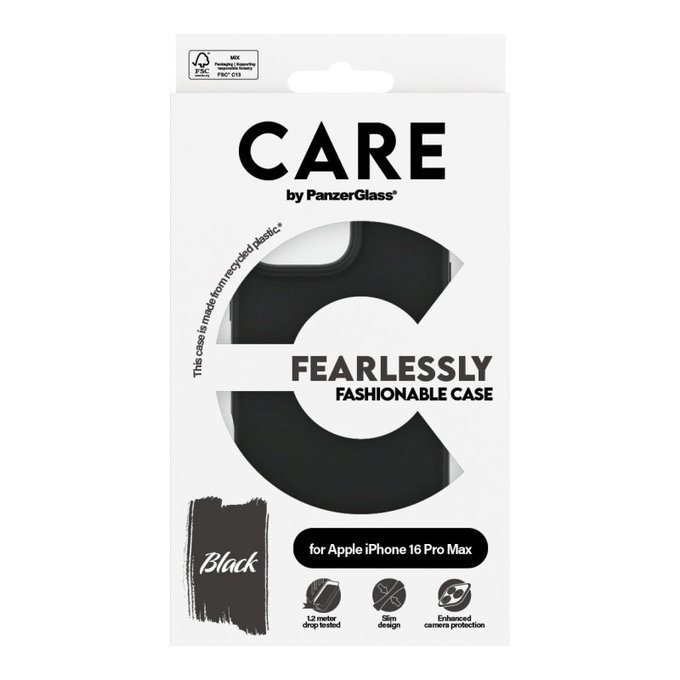Husă Fearlessly pentru iPhone 16 Pro Max, Negru, CARE