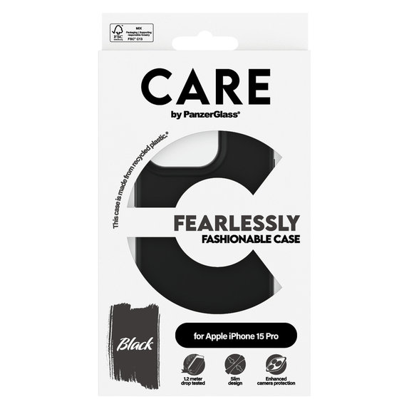 Caz Fearlessly pentru iPhone 15 Pro, Negru, PanzerGlass