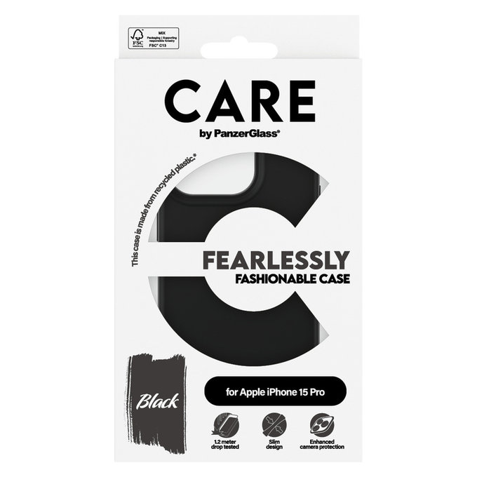 Caz Fearlessly pentru iPhone 15 Pro, Negru, PanzerGlass