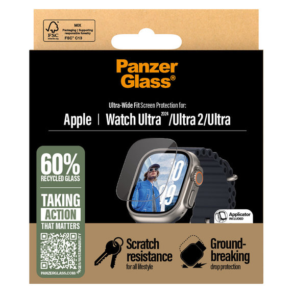 Sticlă securizată pentru Apple Watch Ultra 2024/Ultra 2/Ultra, Transparent, PanzerGlass