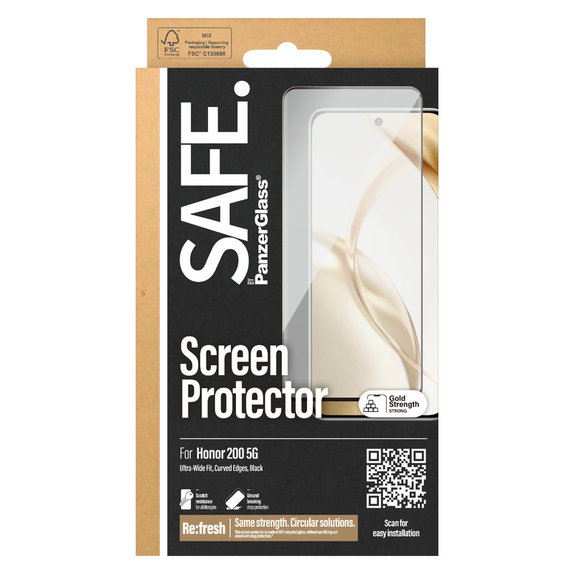 Sticlă securizată UWF pentru Honor 200, Negru, SAFE by PanzerGlass