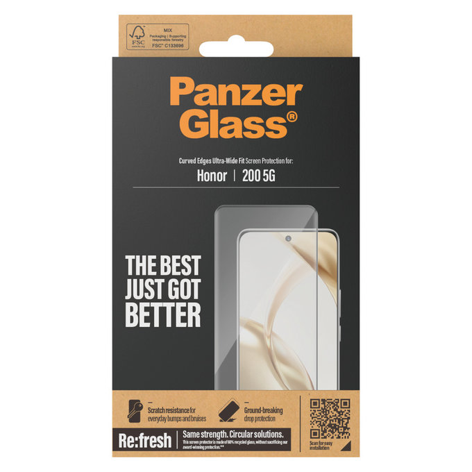 Sticlă securizată Re:Fresh UWF pentru Honor 200, Negru, PanzerGlass