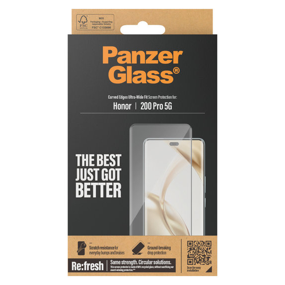 Sticlă securizată Re:Fresh UWF pentru Honor 200 Pro, Negru, PanzerGlass