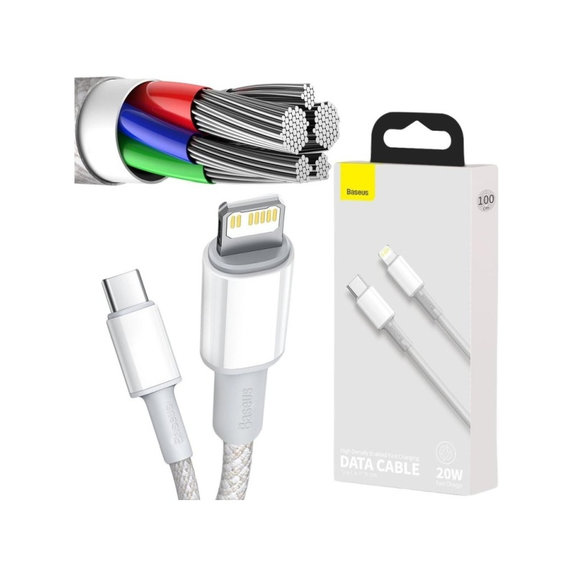 Baseus - Cablu Lightning/USB-C, 1.5m, alb