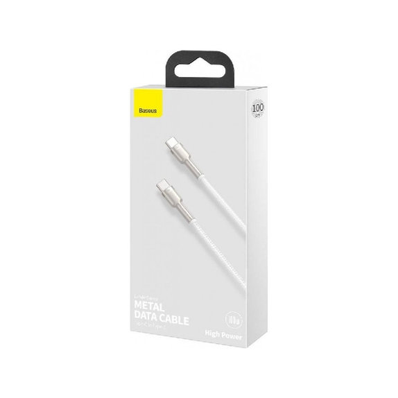 Baseus - Cablu USB-C/USB-C, 1.5m, alb