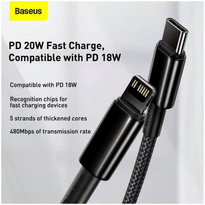Baseus - Cablu Lightning/USB-C, 1.5m, negru