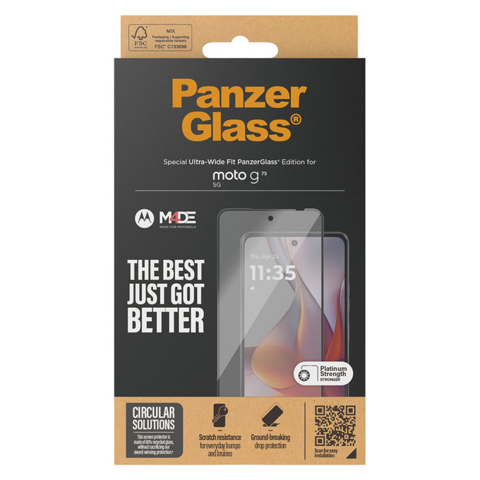 Sticlă securizată UWF pentru Motorola Moto G75 5G, Negru, PanzerGlass
