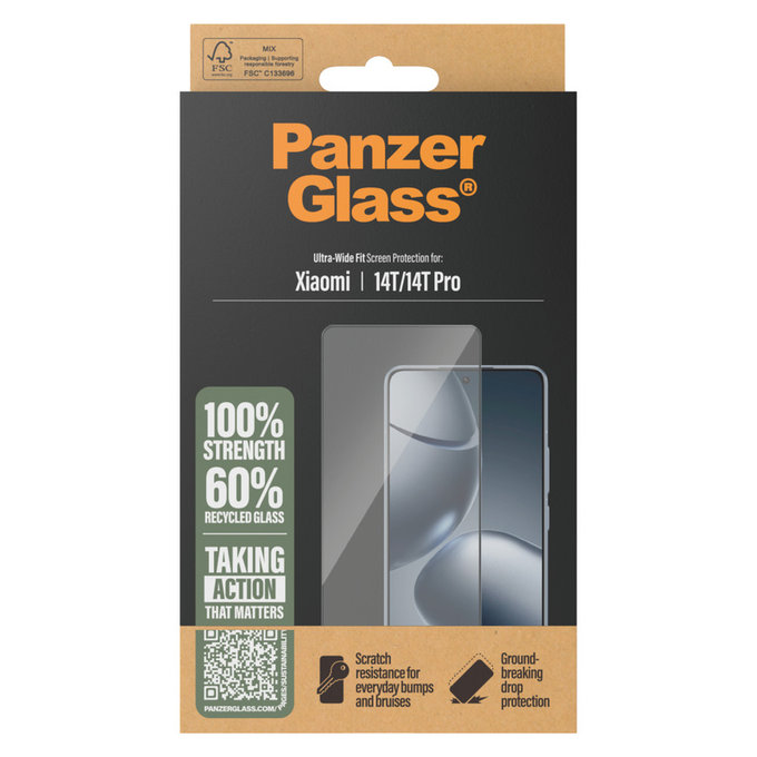 Sticlă securizată UWF pentru Xiaomi 14T/14T Pro, Negru, PanzerGlass