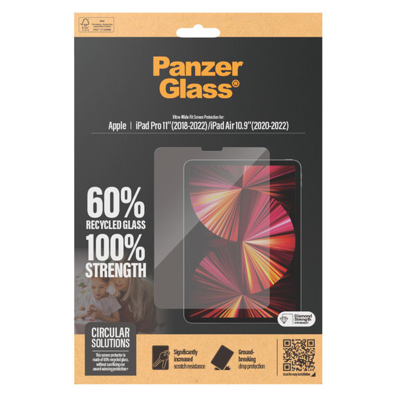Sticlă securizată UWF pentru iPad Pro 11"/Air 10,9'', Transparent, PanzerGlass