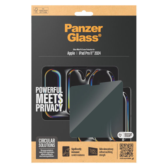 Sticlă securizată UWF Privacy pentru iPad Pro 11'', Transparent, PanzerGlass