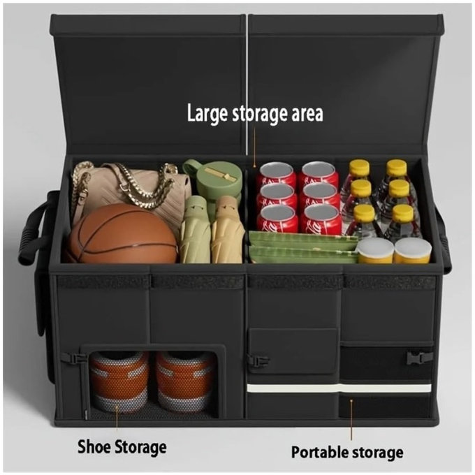 Organizator pliabil din piele pentru portbagaj cu capacitate mare 60L 57x34x29cm