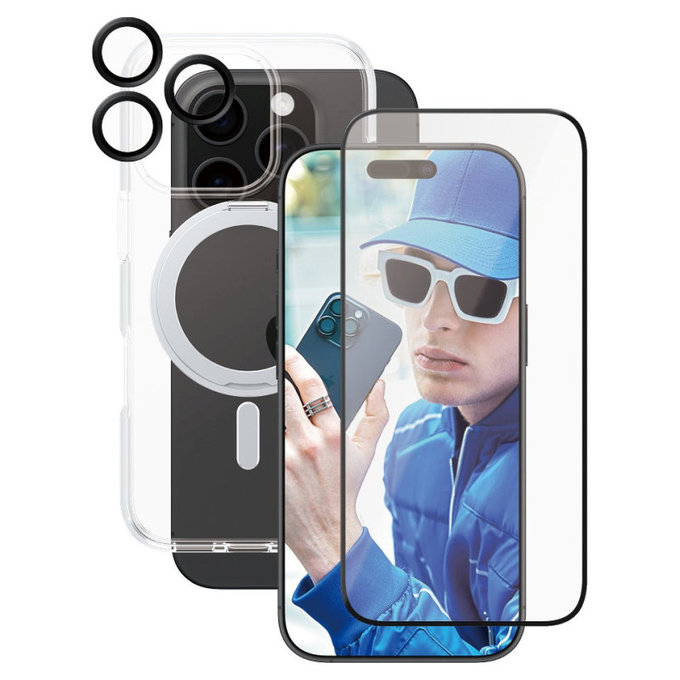 Bundle Hoops Ceramic + Sticlă securizată UWF Ceramic + Husă Kickstand pentru iPhone 16 Pro, CARE