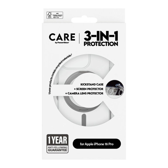 Bundle Hoops Ceramic + Sticlă securizată UWF Ceramic + Husă Kickstand pentru iPhone 16 Pro, CARE