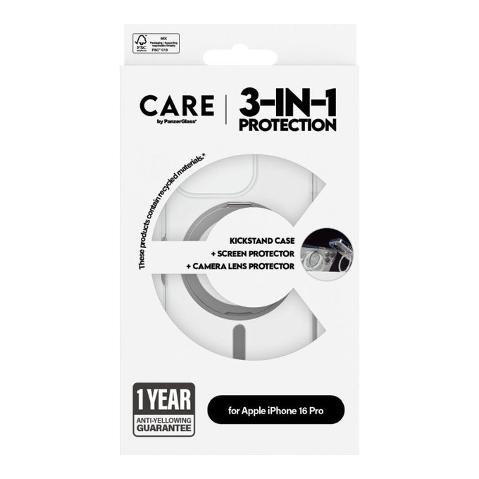 Bundle Hoops Ceramic + Sticlă securizată UWF Ceramic + Husă Kickstand pentru iPhone 16 Pro, CARE