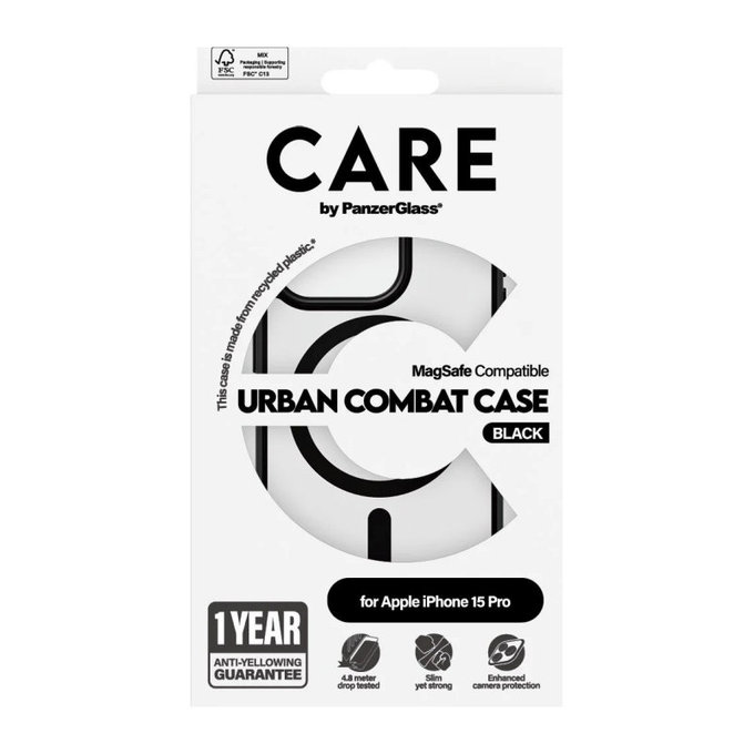 Caz Urban Combat cu MagSAFE by PanzerGlass pentru iPhone 15 Pro, Negru, PanzerGlass