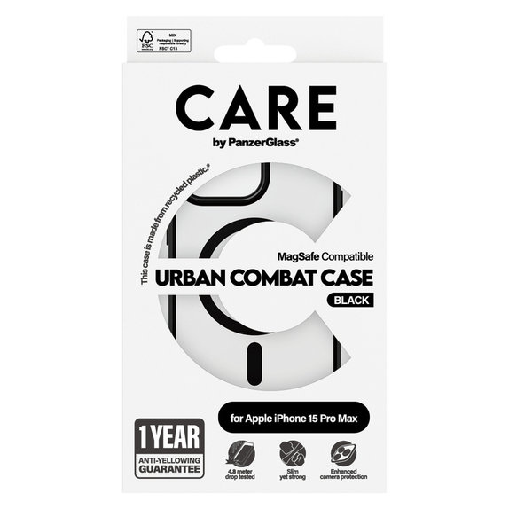 Caz Urban Combat cu MagSAFE by PanzerGlass pentru iPhone 15 Pro Max, Negru, PanzerGlass
