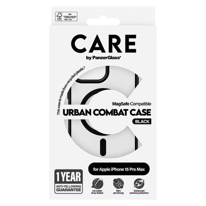 Caz Urban Combat cu MagSAFE by PanzerGlass pentru iPhone 15 Pro Max, Negru, PanzerGlass