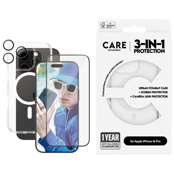 Bundle Hoops + Sticlă securizată UWF + Husă Urban Combat pentru iPhone 16 Pro, CARE