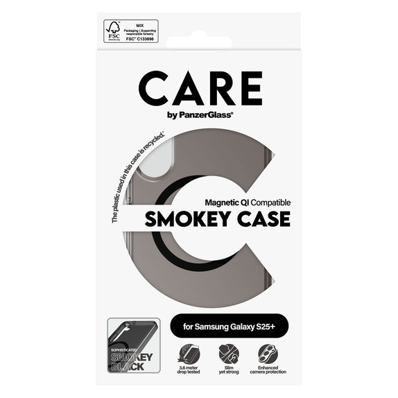 Caz Smokey cu QI negru pentru Samsung Galaxy S25+, Negru, PanzerGlass