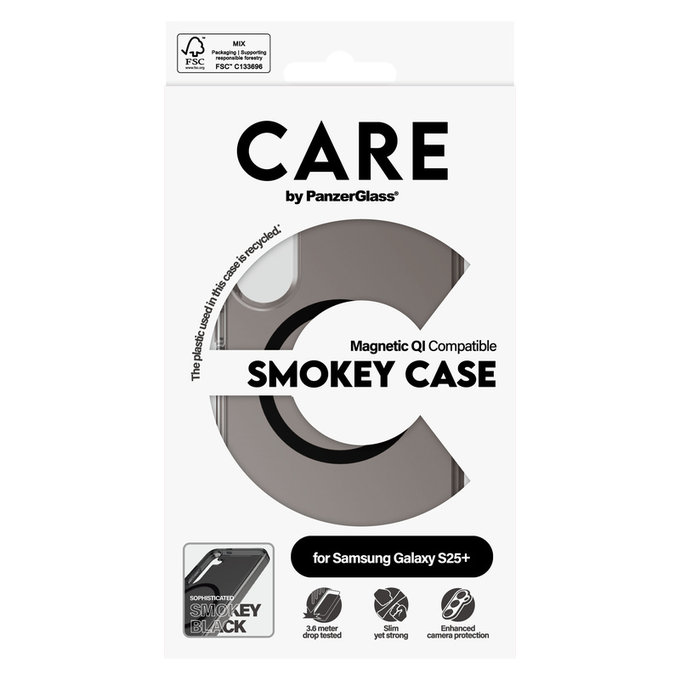 Caz Smokey cu QI negru pentru Samsung Galaxy S25+, Negru, PanzerGlass