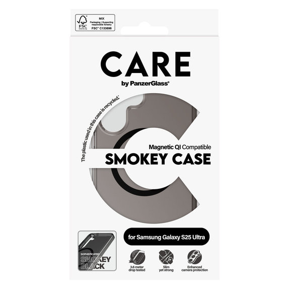 Caz Smokey cu QI negru pentru Samsung Galaxy S25 Ultra, Negru, PanzerGlass