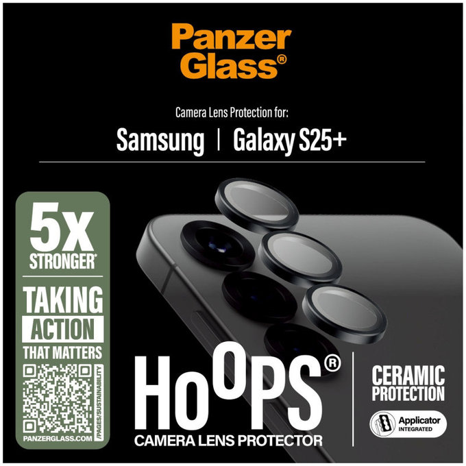 Protecție lentilă Hoops Ceramic pentru Samsung S25+, Negru, PanzerGlass