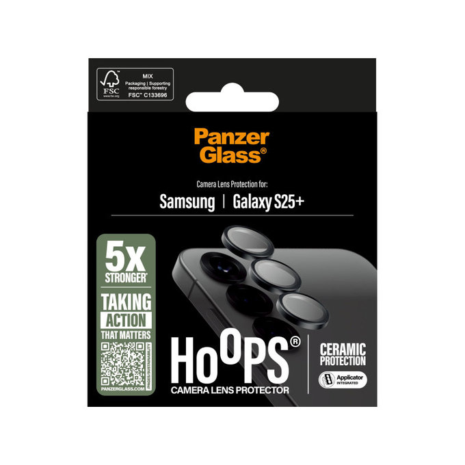 Protecție lentilă Hoops Ceramic pentru Samsung S25+, Negru, PanzerGlass