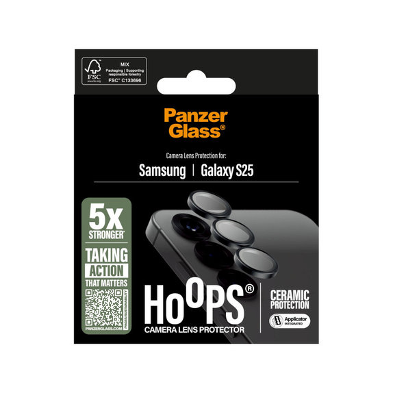 Protecție lentile cameră Hoops Ceramic pentru Samsung S25, Negru, PanzerGlass