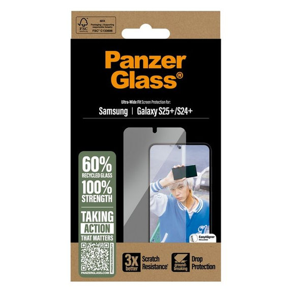 PanzerGlass - Geam Securizat UWF cu aplicatorul pentru Samsung Galaxy S25+, transparent