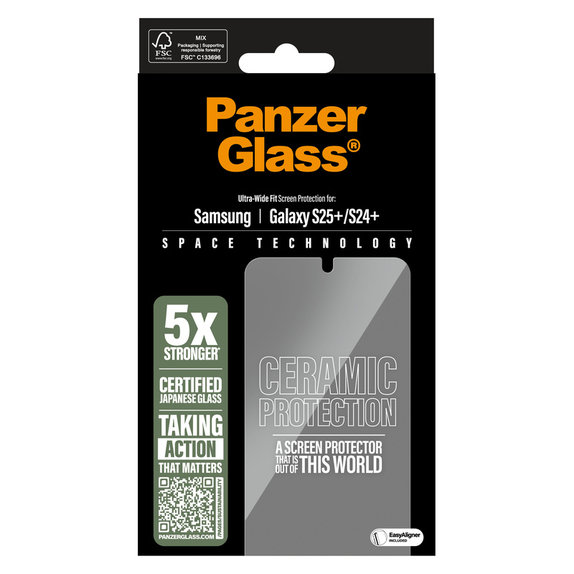 Sticlă securizată UWF Ceramic cu aplicator pentru Samsung Galaxy S25+, Transparent, PanzerGlass