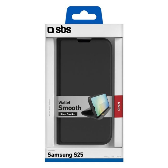 SBS - Caz Book Wallet Smooth pentru Samsung Galaxy S25, negru