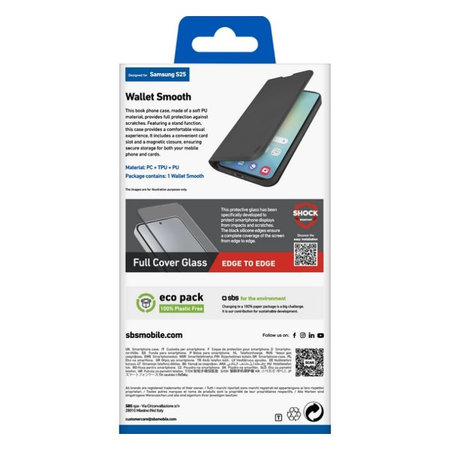 SBS - Caz Book Wallet Smooth pentru Samsung Galaxy S25, negru