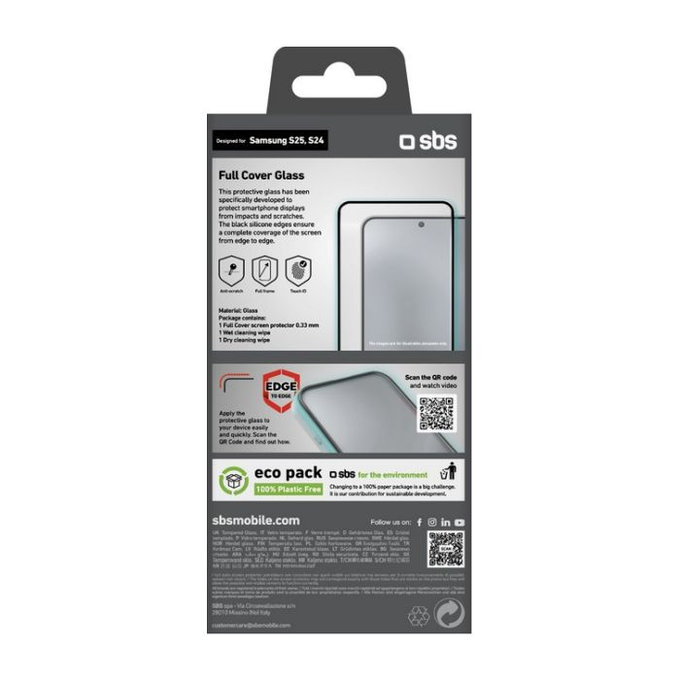 SBS - Geam Securizat Full Cover pentru Samsung Galaxy S24 & S25, negru
