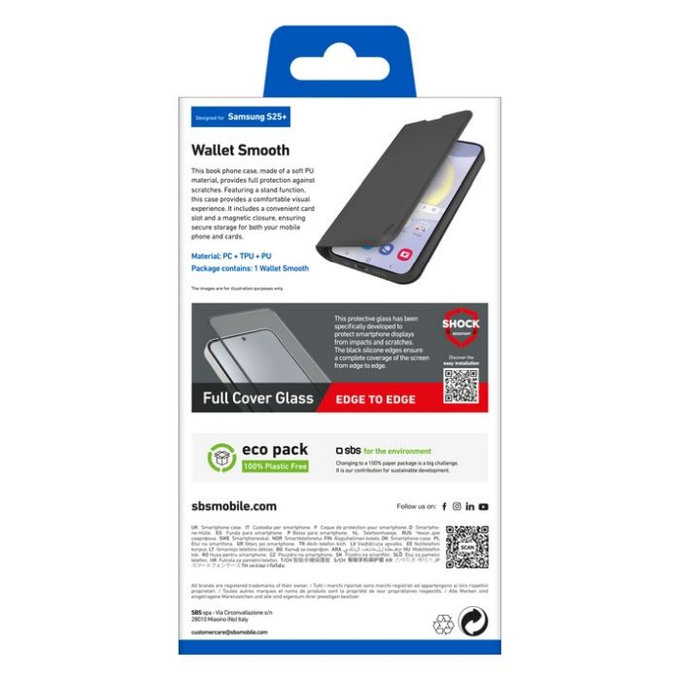 SBS - Caz Book Wallet Smooth pentru Samsung Galaxy S25+, negru