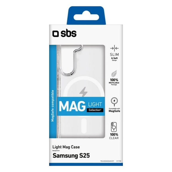 SBS - Caz Light Mag pentru Samsung Galaxy S25, transparent