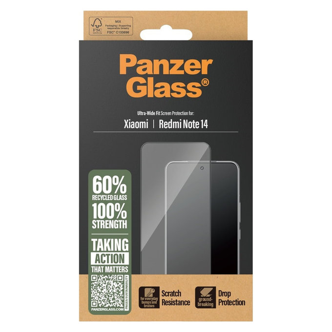 Sticlă securizată UWF pentru Xiaomi Redmi Note 14, Negru, PanzerGlass