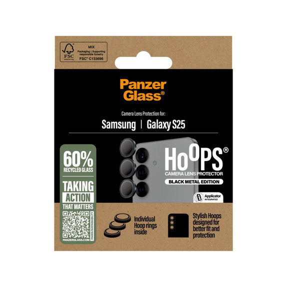 Protecție lentile cameră Hoops pentru Samsung S25, Negru, PanzerGlass