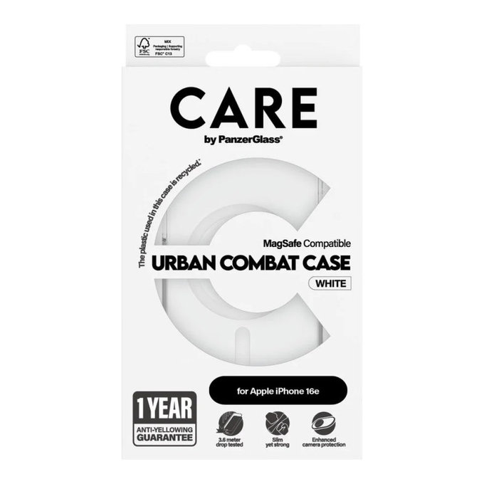 Husă Urban Combat cu MagSafe pentru iPhone 17e/16e, Alb, CARE