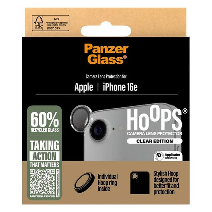 PanzerGlass - Capac de protec?ie & obiectivul camerei Hoops pentru iPhone 16e, negru