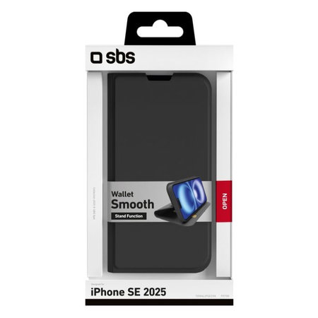 SBS - Caz Book Wallet Smooth pentru iPhone 16e, negru