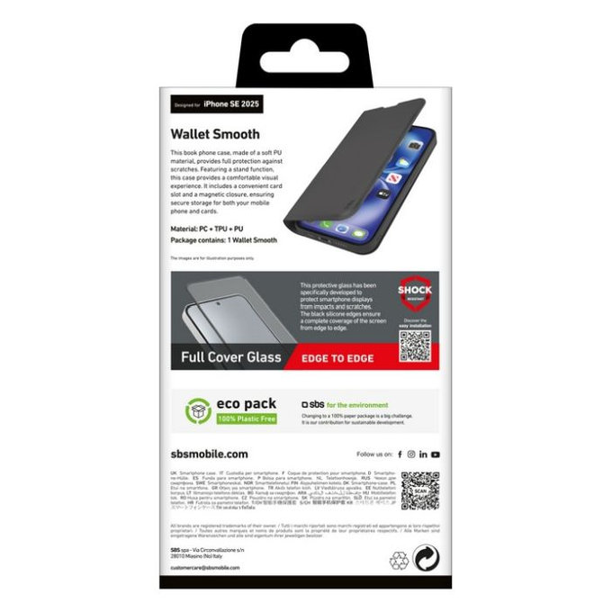 SBS - Caz Book Wallet Smooth pentru iPhone 16e, negru