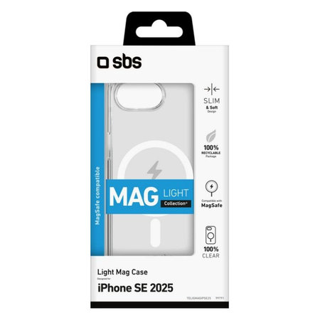 SBS - Caz Light Mag pentru iPhone 16e, transparent