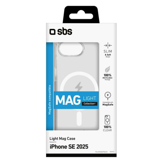SBS - Caz Light Mag pentru iPhone 16e, transparent